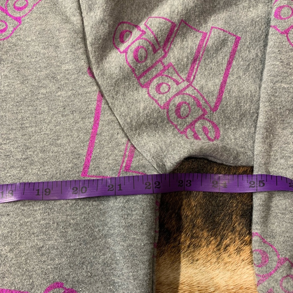 Girl’s size X-Large (16) Adidas all over foil print hoodie front kangaroo pocket - Picture 6 of 8